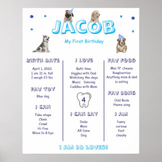 Póster Poster de la fecha de nacimiento del perro