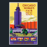 Póster Poster de la Feria Mundial de Chicago de 1933<br><div class="desc">Un colorido,  restaurado y poster para la Feria Mundial de Chicago de 1933.</div>