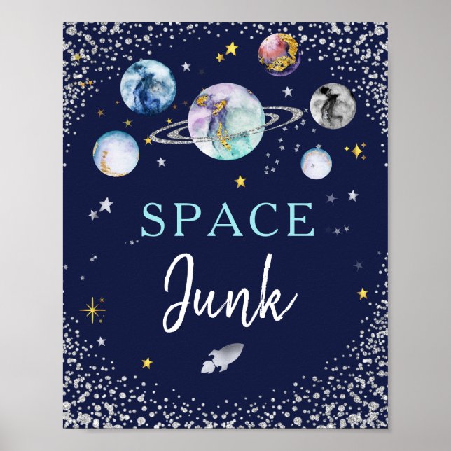 Póster Poster de la fiesta de cumpleaños de Space Junk Sp (Frente)