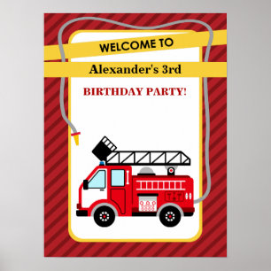 Póster Poster de la fiesta de cumpleaños del bombero