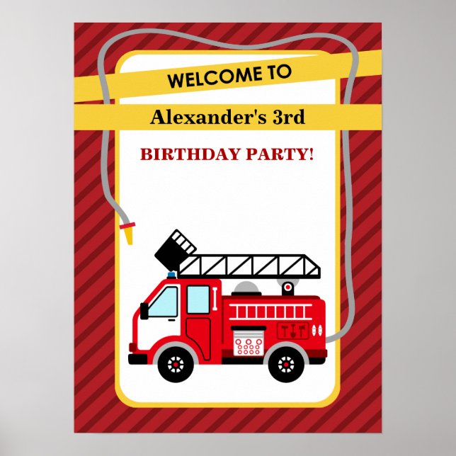 Póster Poster de la fiesta de cumpleaños del bombero (Frente)
