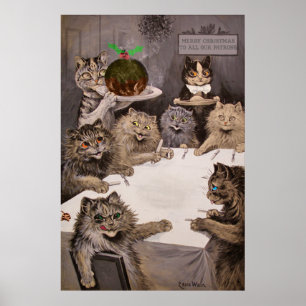 Póster Poster de la fiesta de Navidad de los gatos de