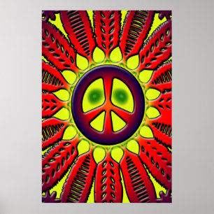 PÓSTER POSTER DE LA FLOR DEL SIGNO DE LA PAZ