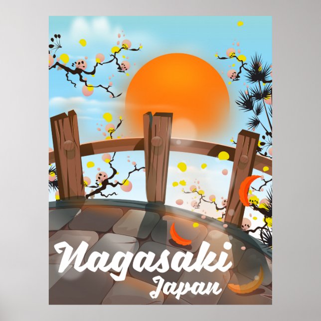 Póster Poster de la flor japonesa de Nagasaki. (Frente)