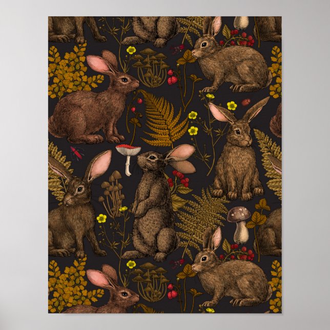 Póster Poster de la flora de conejos y bosques (Frente)