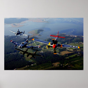Póster Poster de la formación de la herencia A-10, F-86,