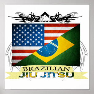 Póster Poster de la fusión de la bandera de Jiu JItsu del