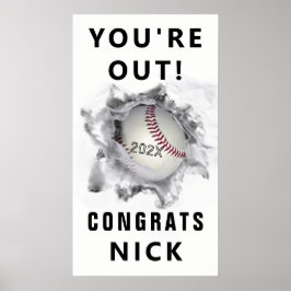 Póster poster de la graduación de béisbol