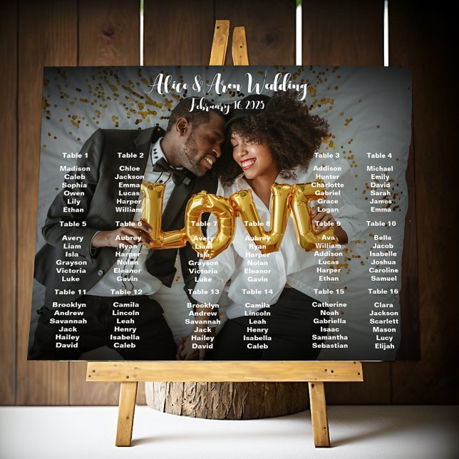 Póster poster de la gráfica de asiento del boda con foto (Subido por el creador)