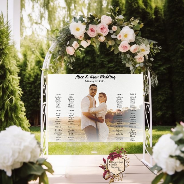 Póster poster de la gráfica de asiento del boda con foto (Subido por el creador)