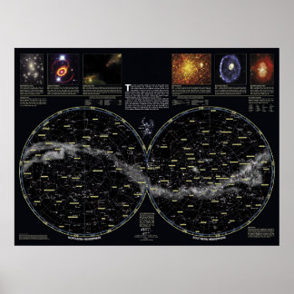 Póster Poster de la gráfica de estrellas del cielo profun