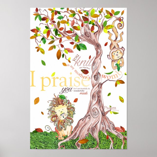 Póster Poster de la habitación para bebés: Salmo 139: 13- (Frente)