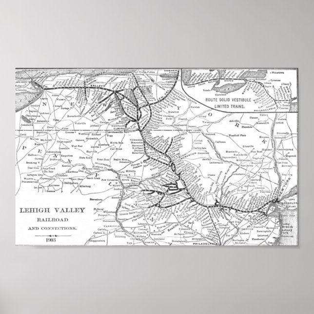 Póster Poster de la hoja de ferrocarriles de Lehigh Valle (Frente)