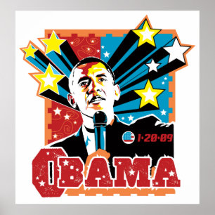 Póster Poster de la Inaugración Obama - estilo retro