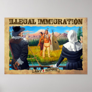 Póster Poster de la inmigración ilegal
