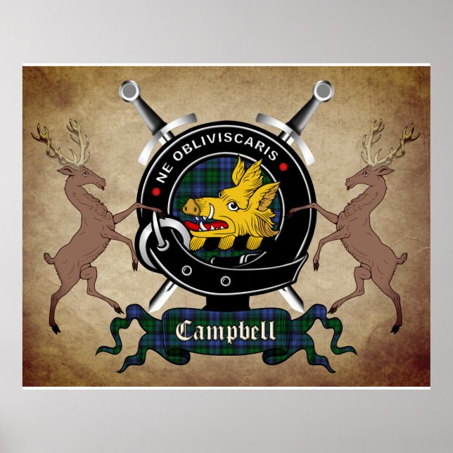 Póster Poster de la insignia del clan Campbell (Frente)