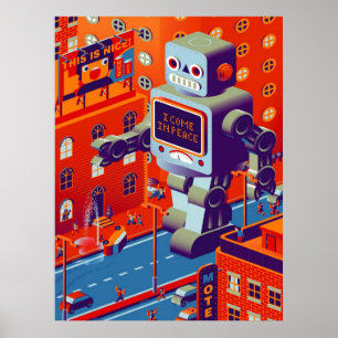 Póster poster de la invasión del robot