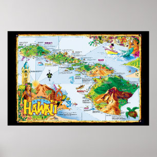 Póster Poster de la Isla de Hawái - Toda la isla