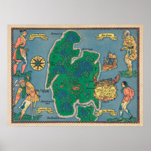 Póster Poster de la isla del tesoro de Robert Louis Steve