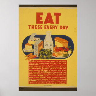 Póster Poster de la leche de época