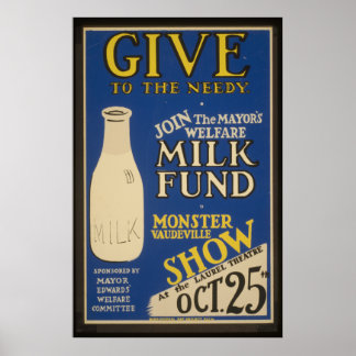 Póster Poster de la leche de época