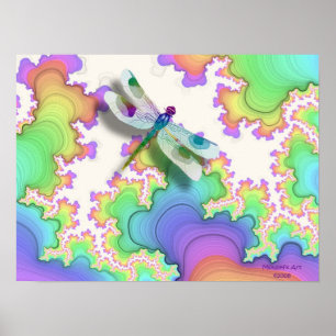 Póster Poster de la libélula (pasteles)