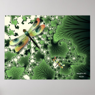 Póster Poster de la libélula (verde)
