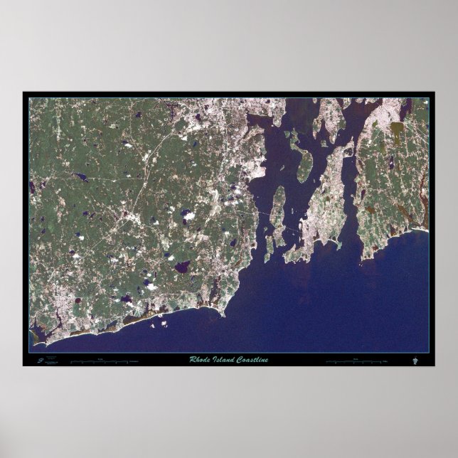 Póster Poster de la línea costera de Rhode Island (Frente)