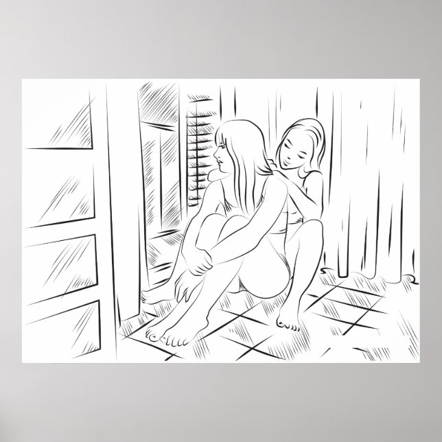 Póster Poster de la línea de lujuria lesbiana (Frente)
