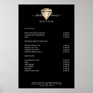 Póster Poster de la lista de precios de diamantes de oro