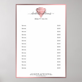 Póster Poster de la lista de precios de diamantes de Rose