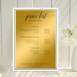 Póster Poster de la lista de precios de venta de oro (imi