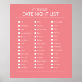 Póster Poster de la lista del balde de la noche de regalo