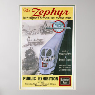 Póster Poster de la locomotora del Zephyr de Burlington