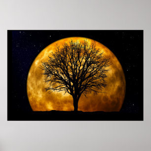 Póster Poster de la Luna y el Árbol-Personalizable