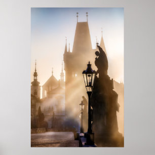 Póster Poster de la mañana del puente de Praga - de