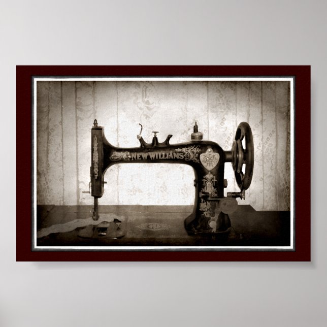 Póster Poster de la máquina de coser antigua (Frente)