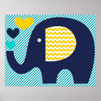 Póster Poster de la Marina y el Elefante Verde azulado