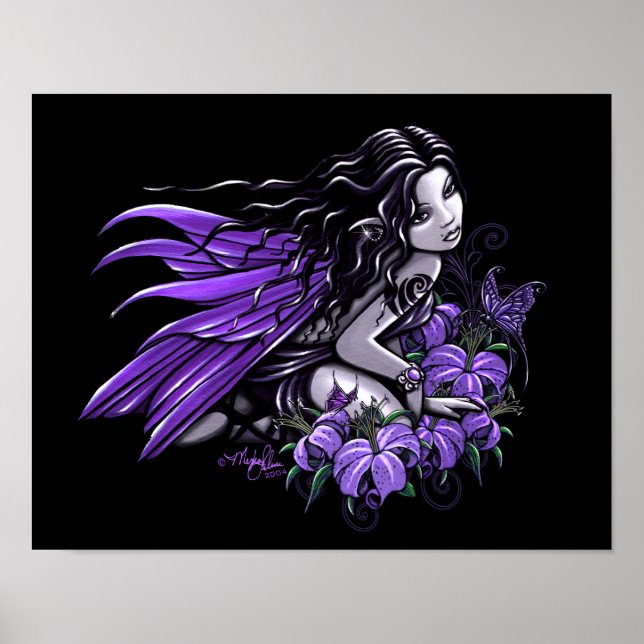 Póster poster de la mariposa gótica "Lily Violeta" (Frente)