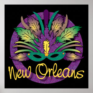 Póster Poster de la máscara del carnaval - New Orleans,