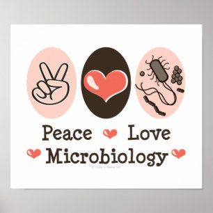 Póster Poster de la microbiología del amor de la paz