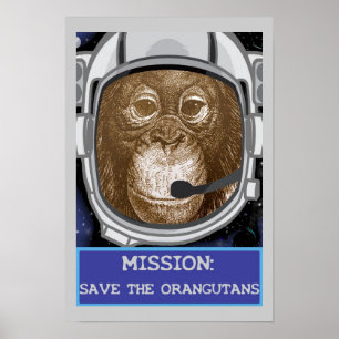 Póster Poster de la Misión Astronauta de Orangutan