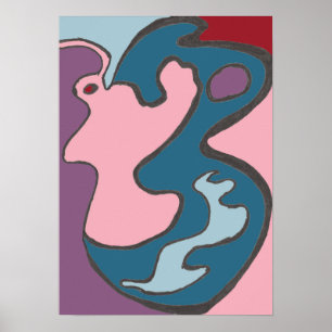 Póster Poster de la mosca azul de la dama rosa