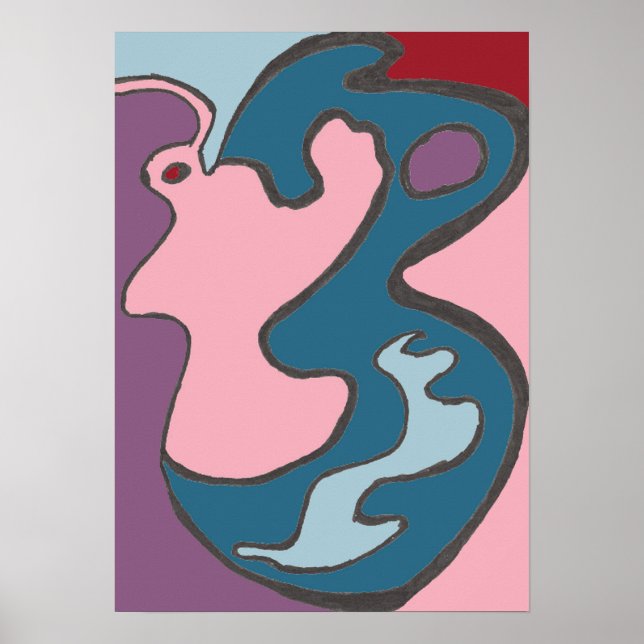Póster Poster de la mosca azul de la dama rosa (Frente)