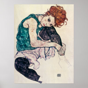 Póster Poster de la mujer sentada de Egon Schiele