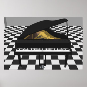Póster Poster de la música: Piano de cola y tejas: modelo