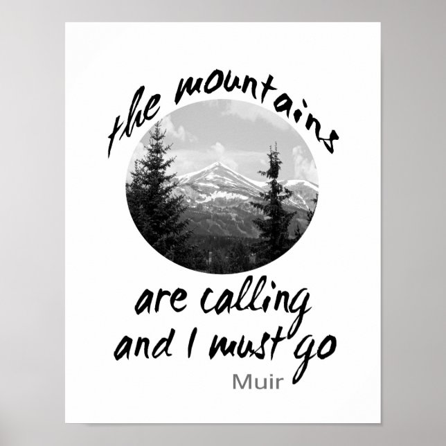 Póster poster de la naturaleza Muir cita a los Montes (Frente)