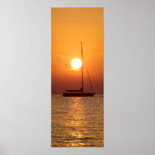 Póster Poster de la navegación de la puesta del sol