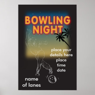 Póster poster de la noche de bolos
