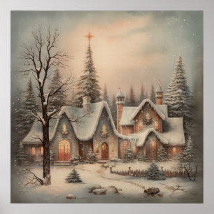 Póster Poster de la Noche de Navidad Vintage